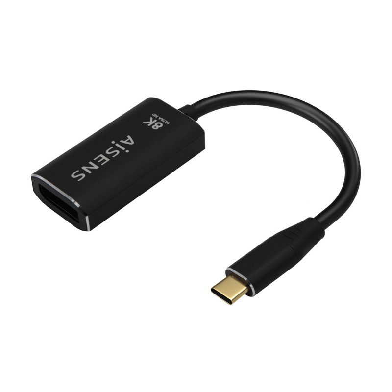 Conversor Aisens Aluminio Usb-C A Displayport 8K@60Hz Usb-C/M-Dp/H Negro 15Cm