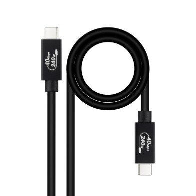 Cable Nanocable Usb 4 Gen 3X2 40Gbps 5A/240W Usb-C/M-Usb-C/M Negro 1.8 M