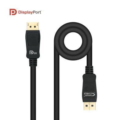 Cable Displayport 1.4 Nanocable Certificado Vesa Dp/M – Dp/M Negro 1.5 M