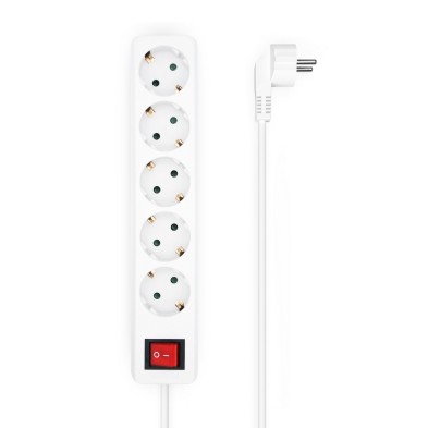 Regleta Aisens 5 Tomas Con Interruptor Con Cable 3×1.5Mm2 Blanco 1.4 M