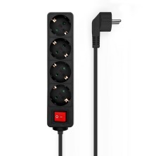 Regleta Aisens 4 Tomas Con Interruptor Con Cable 3×1.5Mm2 Negro 1.4 M