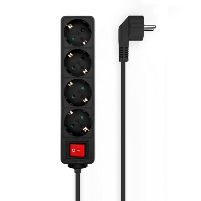 Regleta Aisens 4 Tomas Con Interruptor Con Cable 3×1.5Mm2 Negro 1.4 M