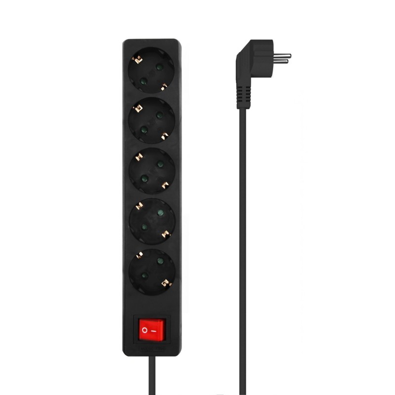 Regleta Aisens 5 Tomas Con Interruptor Con Cable 3×1.5Mm2 Negro 1.4 M