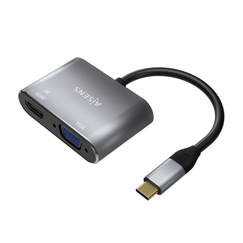 Conversor Aisens Usb-C A Vga/Hdmi 4K Usb-C/M-Vga/H-Hdmi/H Gris 15Cm