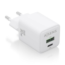 Cargador Aisens Gan 30W 1Xusb-C Pd3.0 Qc4.0 1Xusb-A Qc3.0 Blanco