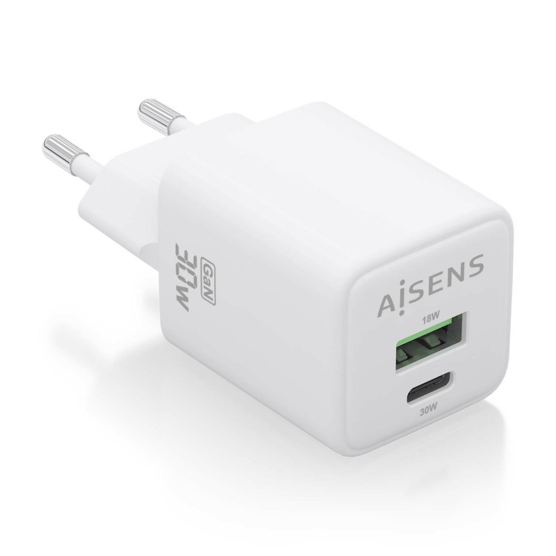 Cargador Aisens Gan 30W 1Xusb-C Pd3.0 Qc4.0 1Xusb-A Qc3.0 Blanco