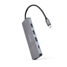 Hub Nanocable Usb-C A 3Xusb3.0/H + 1Xusb-C/H Aluminio 10 Cm Gris