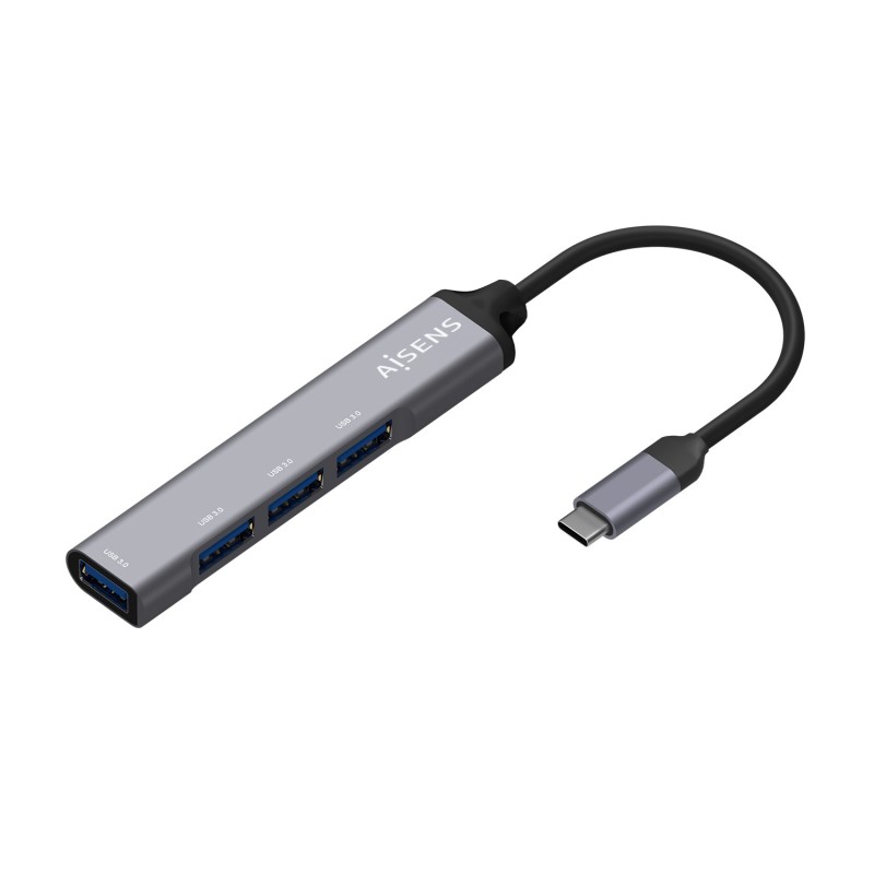 Hub Aisens Usb 3.1 Usb-C Tipo C/M - 4X Tipo A/H Gris 10 Cm