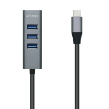 Hub Aisens Usb 3.1 Usb-C Usb-C/M - 4X Tipo A/H Gris 10 Cm