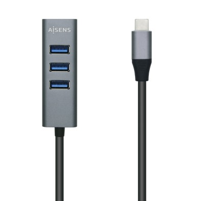 Hub Aisens Usb 3.1 Usb-C Usb-C/M - 4X Tipo A/H Gris 10 Cm