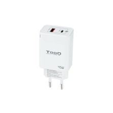 Cargador Tooq De Pared Gan Usb-C/Pd + Usb-A/Qc 45W Blanco