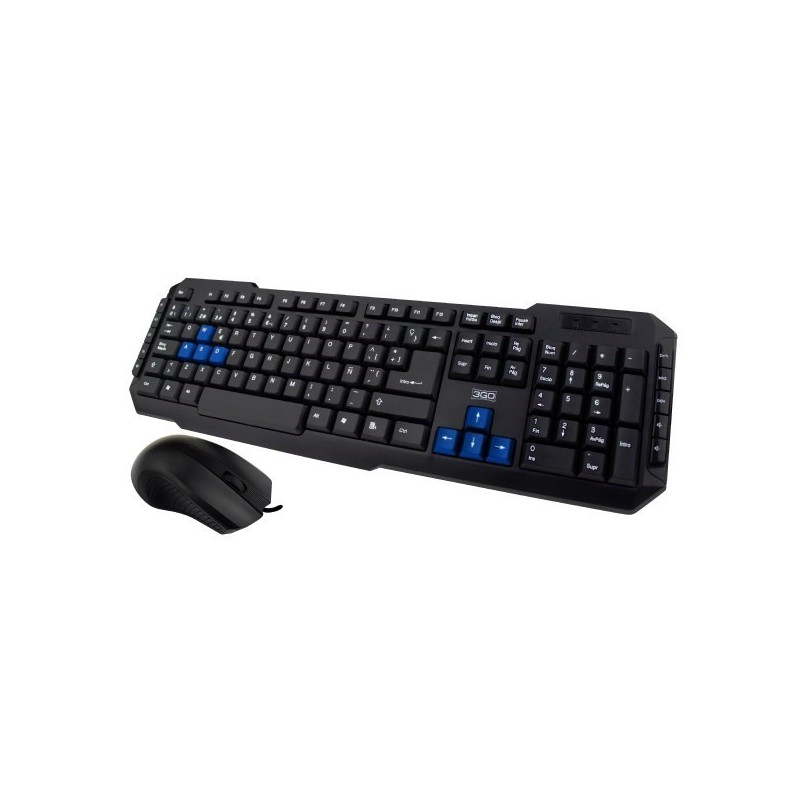 Teclado 3Go Combodrile2 Ratón Incluido Oficina Usb Negro