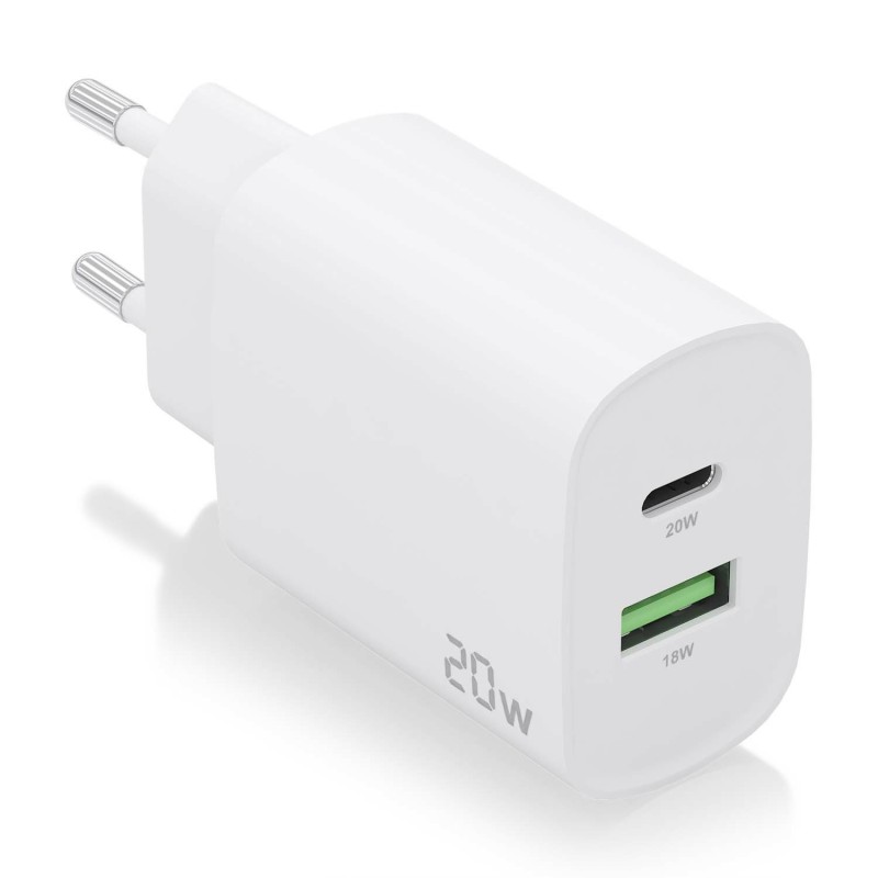 Cargador Aisens 20W 1Xusb-C Pd3.0 1Xusb-A Qc3.0 Blanco