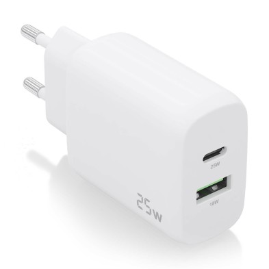 Cargador Aisens 25W 1Xusb-C Pd3.0 1Xusb-A Qc3.0 Blanco