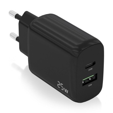 Cargador Aisens 25W 1Xusb-C Pd3.0 1Xusb-A Qc3.0 Negro