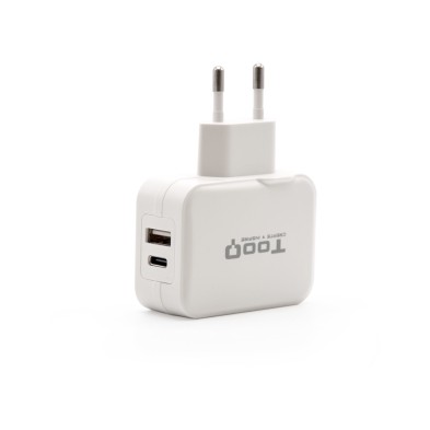 Cargador Tooq De Pared Doble Puerto Usb-C + Usb A 27W