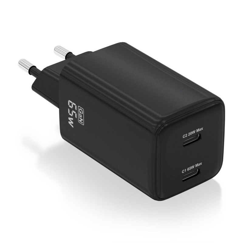 Cargador Aisens Gan 65W 2Xusb-C Pd3.0 Qd4.0 Negro