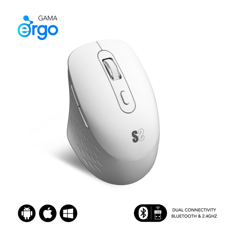 Ratón Subblim Curve Ergo Dual Mouse Battery White