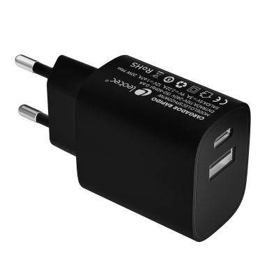 Cargador Leotec 20W 1Xusb-C Pd + 1X Usb-A Negro