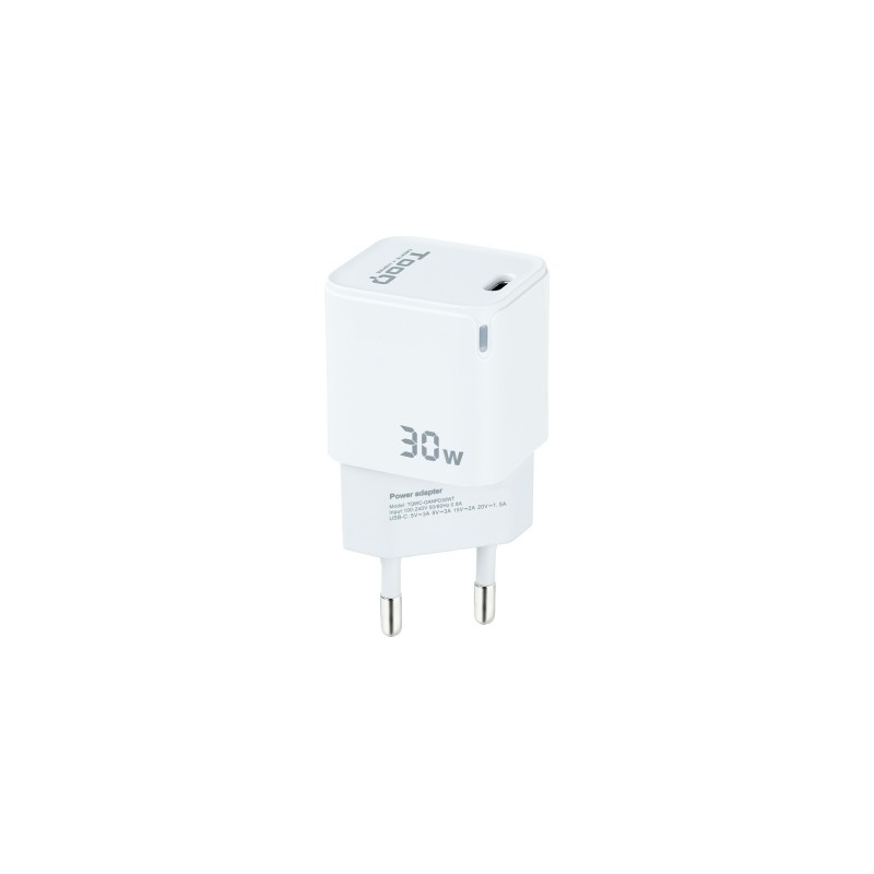 Cargador Tooq De Pared Gan Usb-C/Pd 30W Blanco