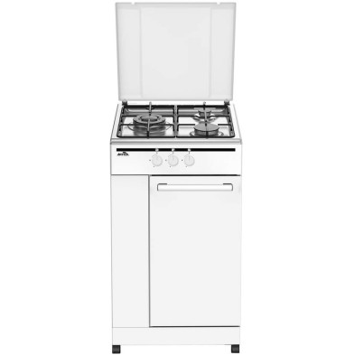 Cocina Artica AKF50553EOW - 50x55, 3 fuegos, Blanca, con Portabombonas
