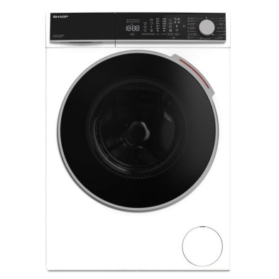 Lavadora Sharp ESNFL914CWNA - 9Kg, Clase A, 1400r, Temporizador, Motor Inverter, Display, Blanca