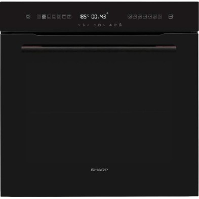 Horno Sharp KA75L64BNH - Clase A, 78L, 9 Funciones +11 Recetas, Guía Extraíble, Cerrado suave, Negro
