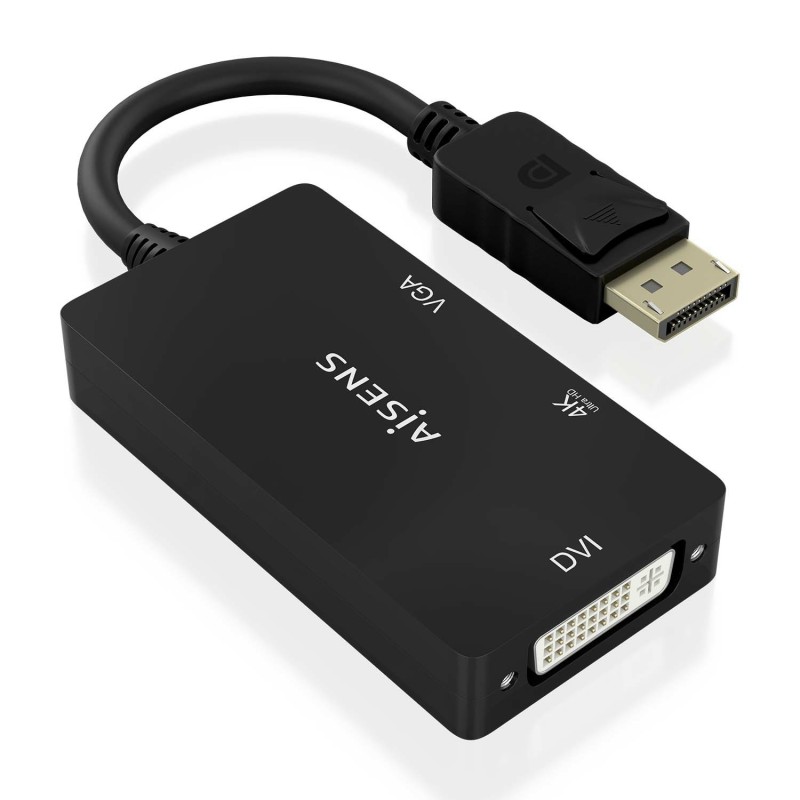 Conversor Aisens Displayport V1.2 A Vga/Dvi/Hdmi Dp 1.2/M-Vga/H-Dvi/H-Hdmi/H 4K Neg