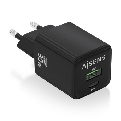 Cargador Aisens Gan 30W, 1Xusb-C Pd3.0 Qc4.0, 1Xusb-A Qc3.0, Negro