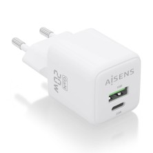 Cargador Aisens Gan 20W, 1Xusb-C Pd3.0 Qc4.0, 1Xusb-A Qc3.0, Blanco