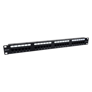 panel de parcheo Phasak Patch panel 19" 24P Cat.6 UTP RJ45 DUAL 1U + Organizador - PU 2424