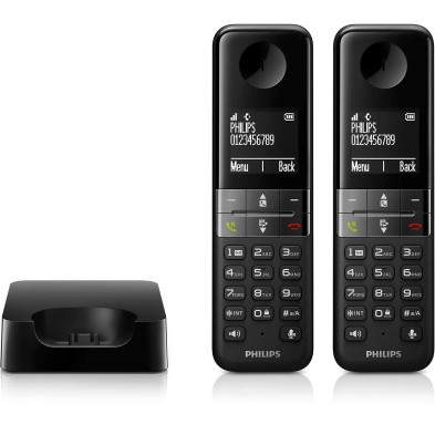 Teléfono Inalámbrico Philips D4702B/34 Pack Duo Negro