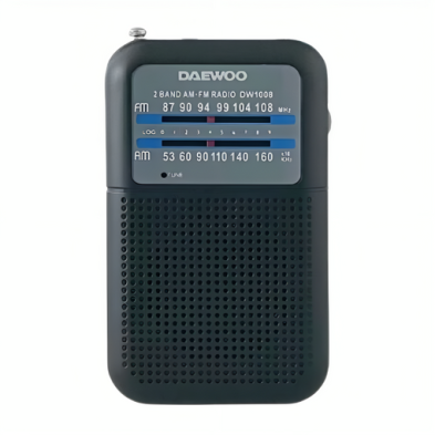 Radio portátil Daewoo DW1008 AM/FM Funciona a Pilas Negra
