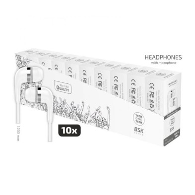 Pack 10 Auriculares Intrauditivos Tech One TEC2955 Jack 3.5 Blancos