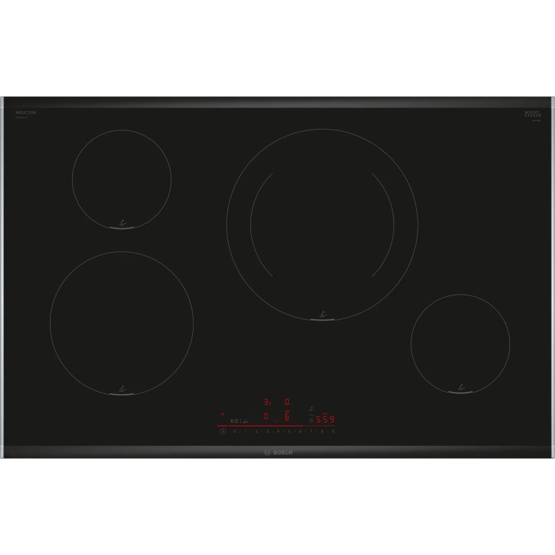 Vitrocerámica Bosch Serie 8 Pie875Hc1E Hobs Negro Integrado 80 Cm Con Placa De Inducción 4 Zona(S)