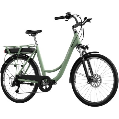 Bicicleta eléctrica Capital Cecotec - 80 km autonomía, 6 velocidades Shimano, ruedas 28", verde