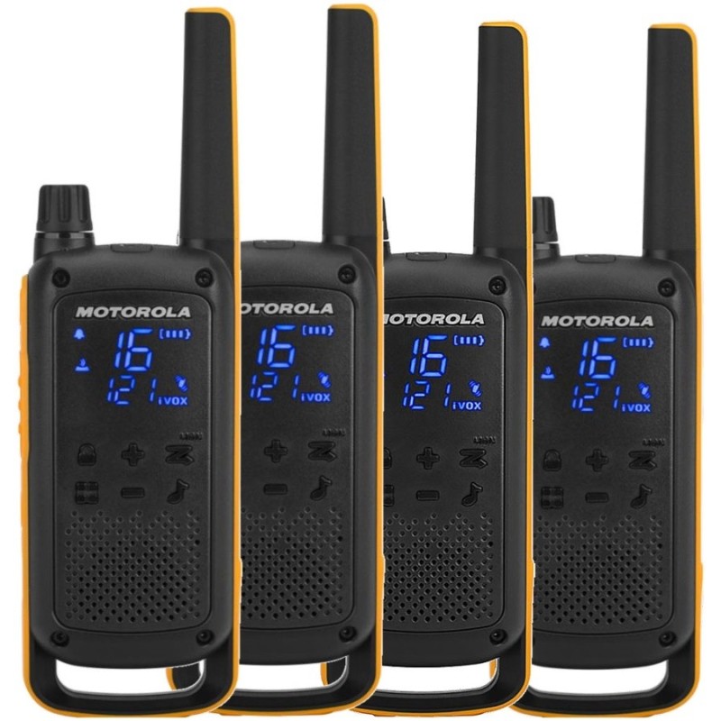 Walkie Talkie Motorola Talkabout T82 Extreme Quad Pack Two-Way Radios 16 Canales Negro Naranja