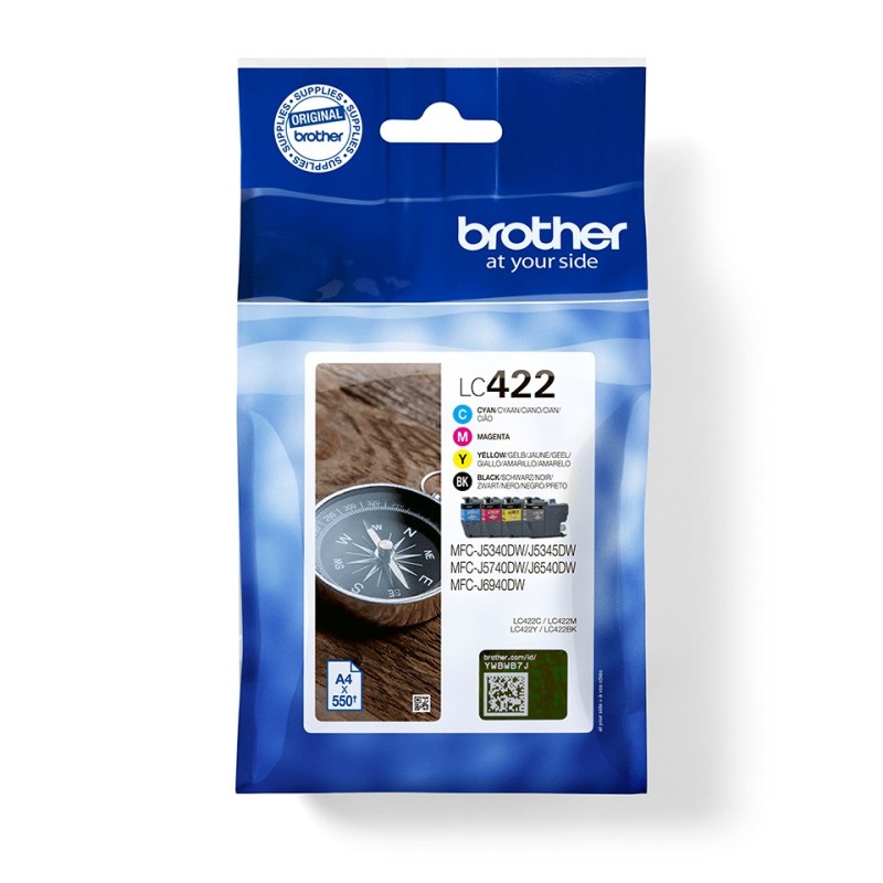 Cartucho De Tinta Brother Lc422Val 4 Piezas Original Negro Cian Magenta Amarillo