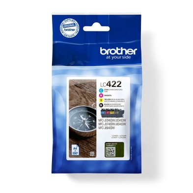 Cartucho De Tinta Brother Lc422Val 4 Piezas Original Negro Cian Magenta Amarillo
