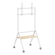 Soporte Para Tv/Monitor Aisens  De Suelo Eco Con Rueda 1 Bandeja Para Pantalla Interactiva/Tv 80Kg De 37-86 Blanco+Madera