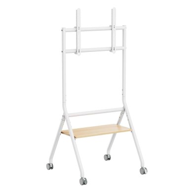 Soporte Para Tv/Monitor Aisens  De Suelo Eco Con Rueda 1 Bandeja Para Pantalla Interactiva/Tv 80Kg De 37-86 Blanco+Madera