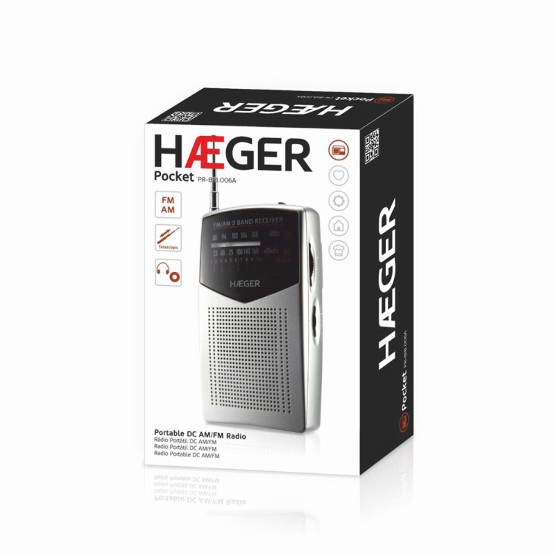 Haeger PR-BIB.006A radio Portátil Analógica Negro, Plata