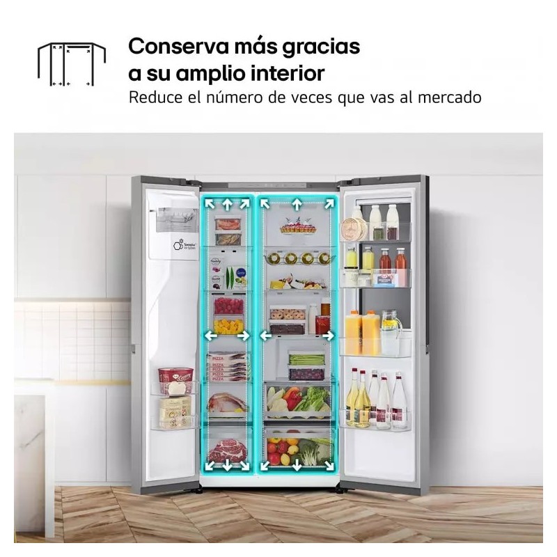 LG InstaView Frigorífico Side By side , Serie 800, Door-In-Door, Clasificación D, 628 L