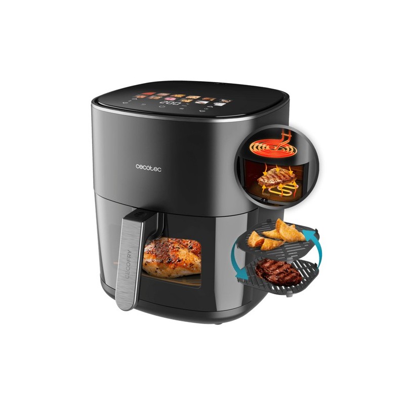 Cecotec Cecofry&Grill Duoheat 6500 Sencillo 6,5 L Independiente 2200 W Freidora de aire caliente Neg