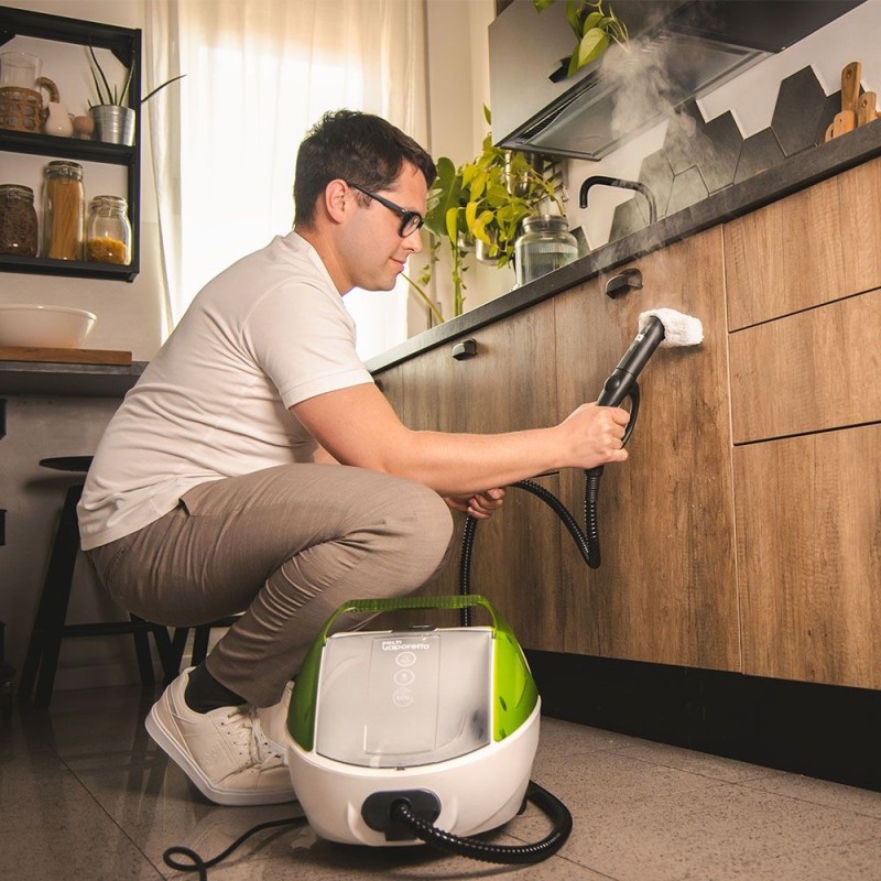 Polti Vaporetto Pro 8X Eco Plus Limpiador a vapor de cilindro 1900 W Negro, Verde, Blanco