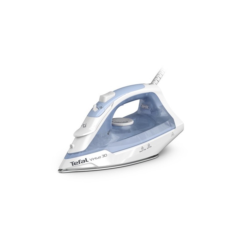 Tefal Virtuo 30 FV2C41E0 plancha Plancha vapor-seco Suela de cerámica 2000 W Azul, Blanco
