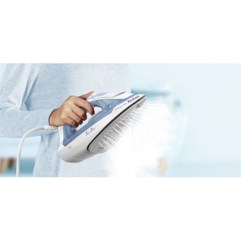 Tefal Virtuo 30 FV2C41E0 plancha Plancha vapor-seco Suela de cerámica 2000 W Azul, Blanco