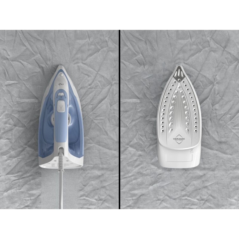 Tefal Virtuo 30 FV2C41E0 plancha Plancha vapor-seco Suela de cerámica 2000 W Azul, Blanco