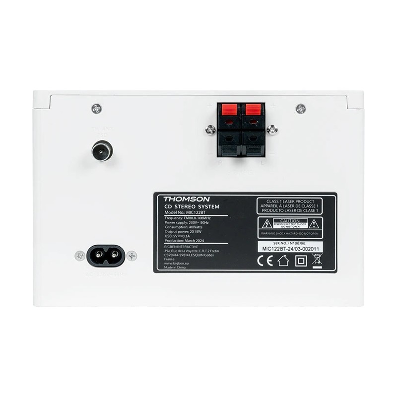 Thomson MIC122BT Microcadena de música para uso doméstico 10 W Negro, Plata