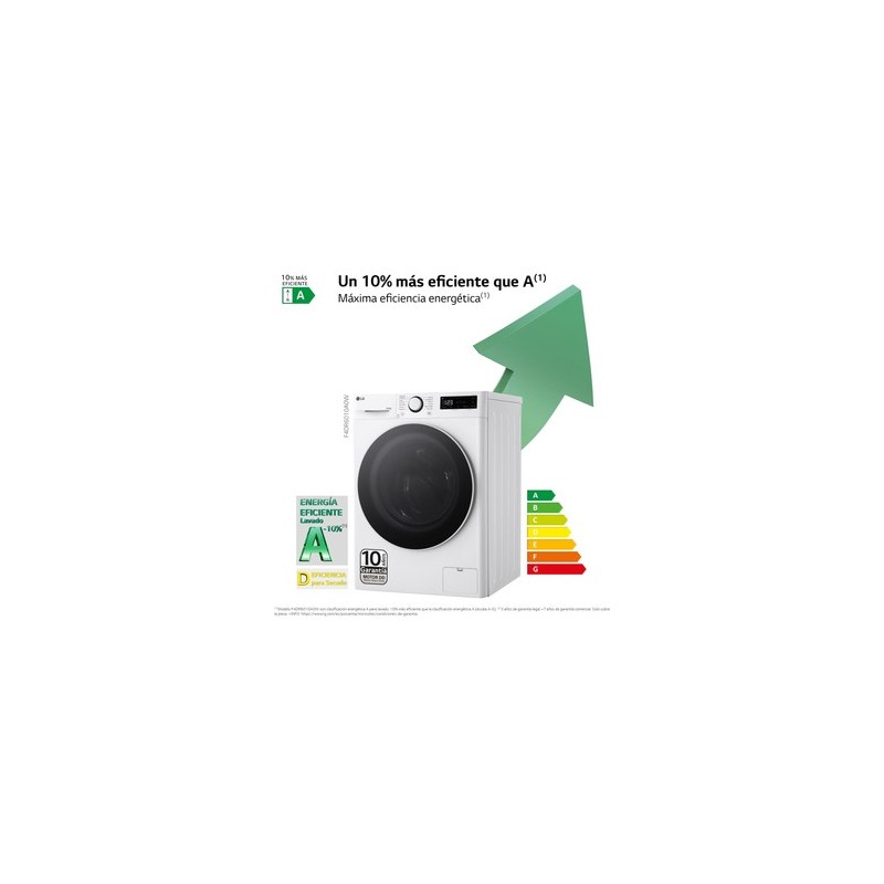 LG F4DR6010A0W lavadora-secadora Independiente Carga frontal Blanco A